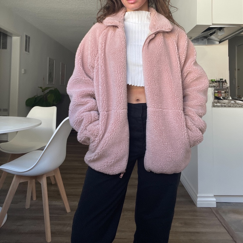 Brandy Melville Pink Teddy Coat
